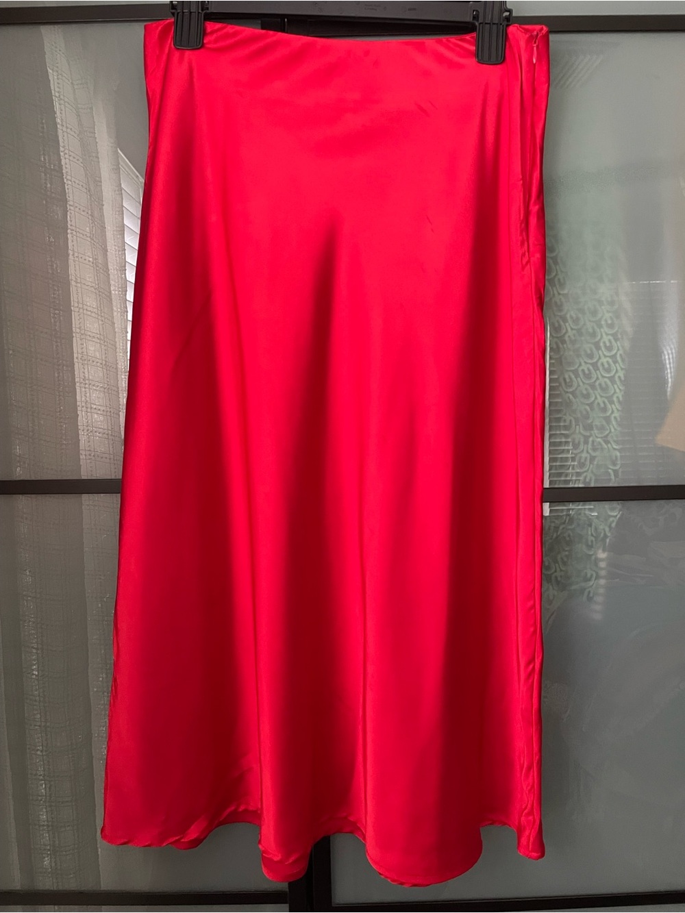SHEIN Bright Red Satin A-Line Skirt